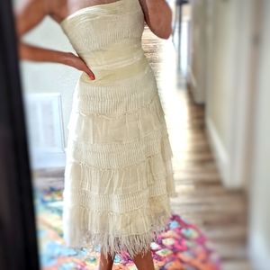 Silk and ostrich feather BCBG lace dress Christmas new years